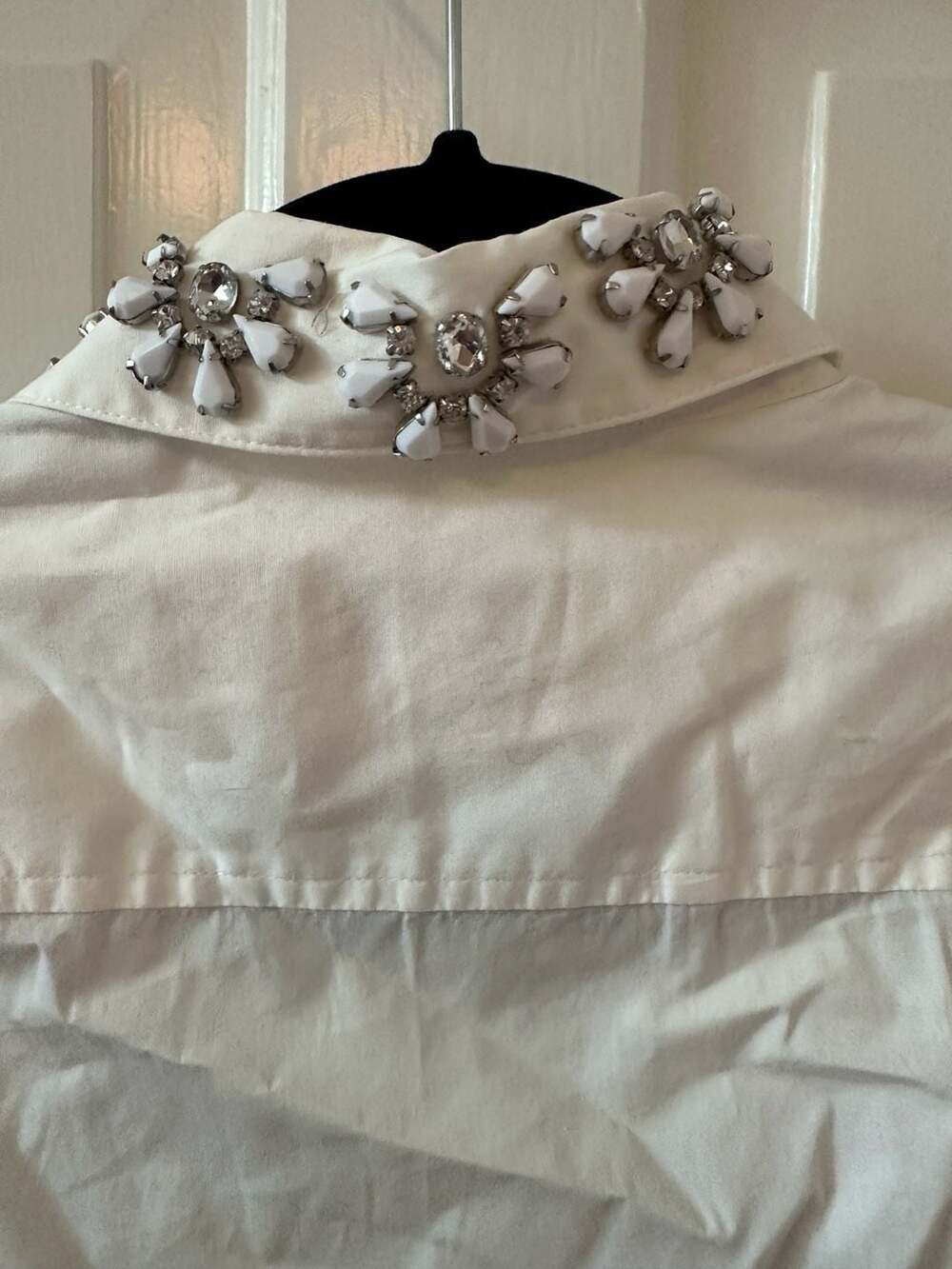 J. Crew White Embellished Collar Short-Sleeve Button-Up Shirt - Picture 5 of 8
